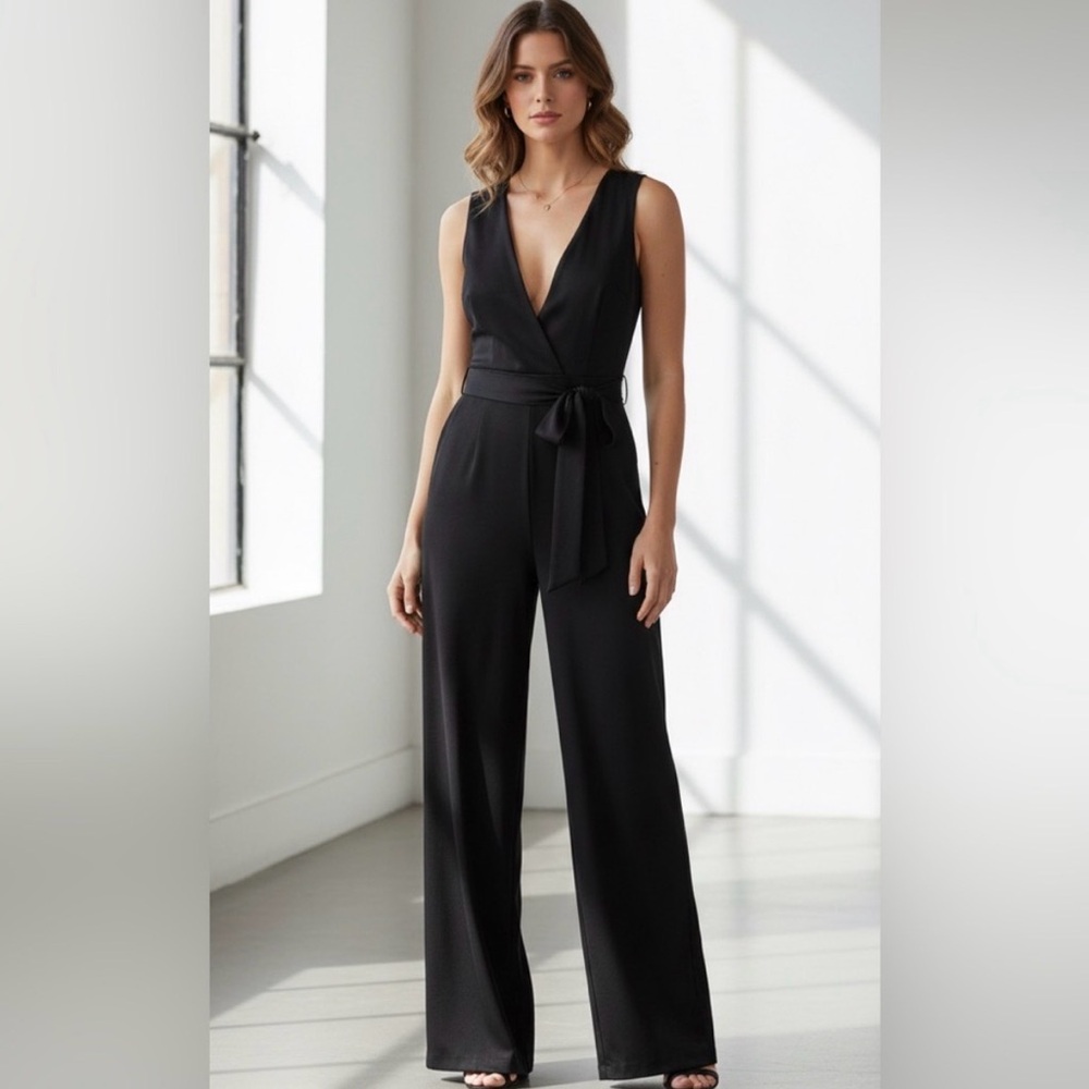 Marissa Webb Black plunge neckline Jumpsuit